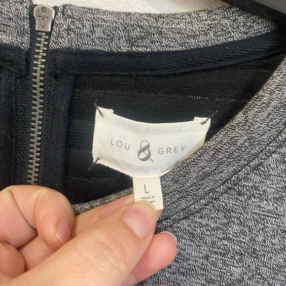 Lou & Grey A-line Gray Black Lined Stretch Career Work Dress Size Large - Picture 8 of 8